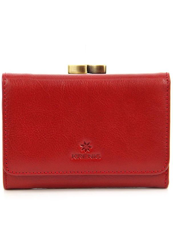 Krenig - Skórzany portfel damski w pudełku KRENIG Classic 12009 czerwony. Kolor: czerwony. Materiał: skóra