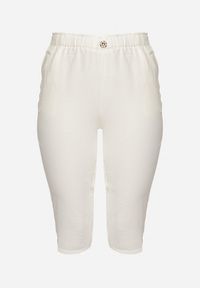 Born2be - Jasnobeżowe Spodnie z Gumką w Pasie 7/8 Tenimira. Okazja: na co dzień, na spacer. Kolekcja: plus size. Kolor: beżowy. Styl: klasyczny, elegancki, casual