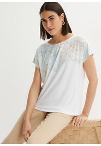 bonprix - Shirt z kwiatowym nadrukiem. Kolor: biały. Wzór: nadruk, kwiaty
