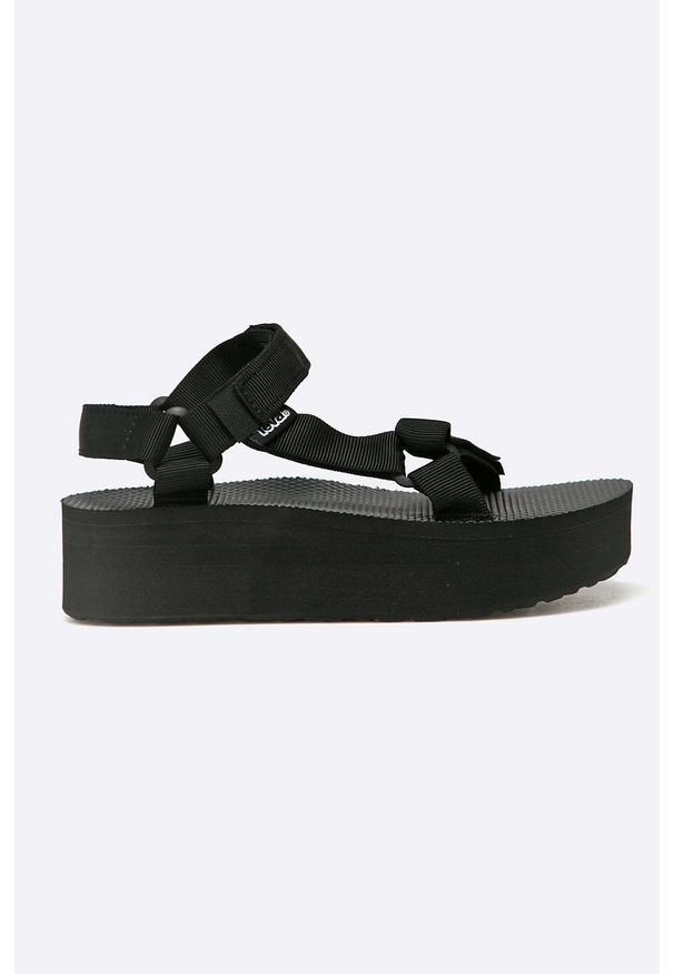 Teva - Sandały Flatform Universal BLK. Zapięcie: rzepy. Kolor: czarny. Materiał: materiał. Wzór: gładki. Obcas: na platformie