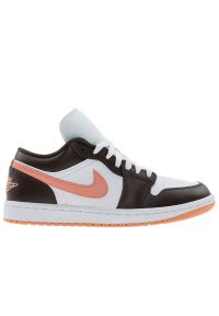 Buty damskie Nike Air Jordan 1 Low DC0774-182 - brązowo-białe. Kolor: biały, brązowy, wielokolorowy. Materiał: skóra, guma. Szerokość cholewki: normalna