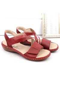 Skórzane komfortowe sandały damskie na rzepy czerwone Rieker 65964-35. Zapięcie: rzepy. Kolor: czerwony. Materiał: skóra #6