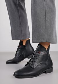 Born2be - Czarne Botki Typu Trzewiki Vices Indice. Okazja: na co dzień. Kolor: czarny. Materiał: jeans, skóra, lakier. Styl: klasyczny, casual, elegancki #6
