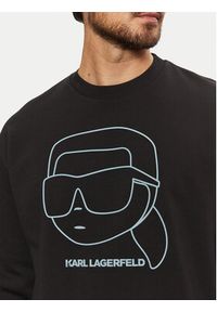 Karl Lagerfeld - KARL LAGERFELD Bluza 705176 551900 Czarny Regular Fit. Typ kołnierza: dekolt w karo. Kolor: czarny. Materiał: bawełna