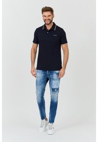 Guess - GUESS Granatowe męskie polo Lyle, Rozmiar XXL. Typ kołnierza: polo. Kolor: niebieski