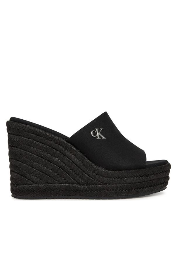 Calvin Klein Jeans Espadryle Wedge Rope Slide Mg YW0YW01699 Czarny. Kolor: czarny. Materiał: materiał