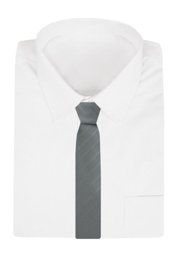 Krawat Męski - Angelo di Monti - Ciemny Popiel. Materiał: tkanina. Styl: elegancki, wizytowy