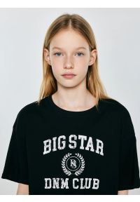 Big-Star - Koszulka dziewczęca z nadrukiem czarna Minka 906. Okazja: na co dzień, na uczelnię. Kolor: czarny. Materiał: dzianina, bawełna, jeans. Długość: krótkie. Wzór: nadruk. Styl: sportowy, casual, młodzieżowy #7