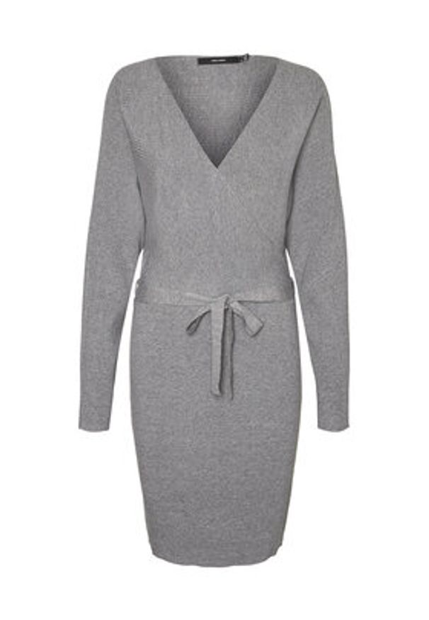 Vero Moda Sukienka dzianinowa 10269251 Szary Regular Fit. Kolor: szary. Materiał: syntetyk