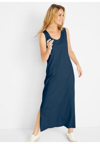 bonprix - Podkreślająca figurę sukienka z dżerseju. Kolor: niebieski. Materiał: jersey, bawełna. Wzór: melanż #1