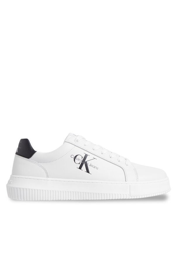 Calvin Klein Jeans Sneakersy Chunky Cupsole Monologo YM0YM00681 Biały. Kolor: biały. Materiał: skóra