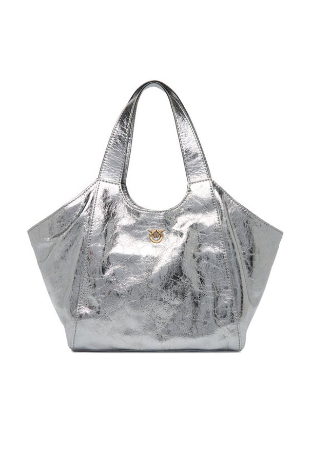 Pinko - PINKO Torebka Tote Mini Bag AI 25-26 PLTT 104645 A2OT Srebrny. Kolor: srebrny. Materiał: skórzane