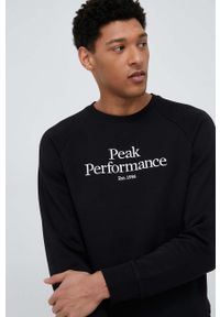 Peak Performance bluza męska kolor czarny gładka. Okazja: na co dzień. Kolor: czarny. Materiał: bawełna. Długość rękawa: raglanowy rękaw. Wzór: gładki. Styl: casual #2