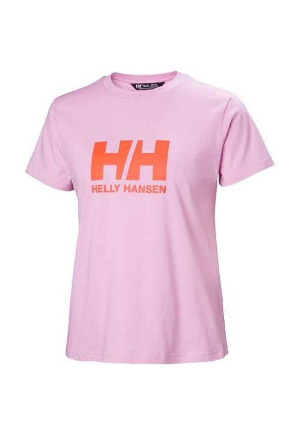 Koszulka sportowa damska Helly Hansen Logo. Kolor: różowy. Materiał: bawełna. Długość rękawa: krótki rękaw. Długość: krótkie