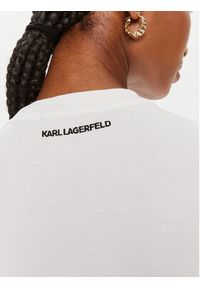 Karl Lagerfeld - KARL LAGERFELD T-Shirt 245W1713 Biały Regular Fit. Typ kołnierza: dekolt w karo. Kolor: biały. Materiał: bawełna #4