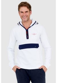 Aeronautica Militare - AERONAUTICA MILITARE Biała bluza męska z kapturem i suwakiem, Rozmiar M. Typ kołnierza: kaptur. Kolor: biały #1