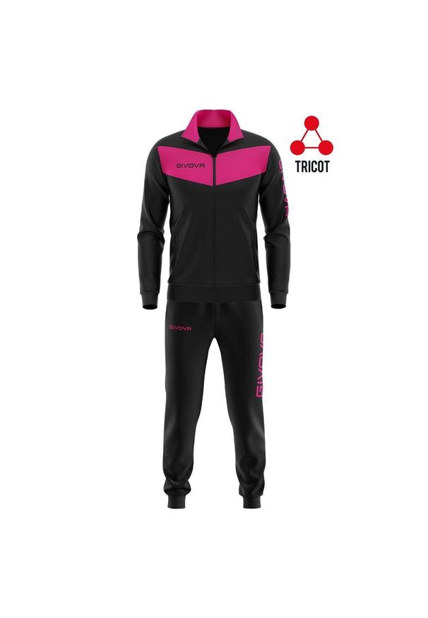 Zestaw Sportowy Givova Visa Damski XL - Czarny/Fuksjowy Oddychający. Kolor: czarny, różowy, wielokolorowy. Materiał: dresówka