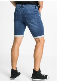 Bermudy dżinsowe dresowe Slim Fit bonprix niebieski "stone”. Kolor: niebieski #4