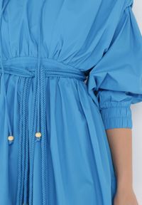 Born2be - Niebieska Sukienka Adousa. Kolor: niebieski. Materiał: tkanina, guma. Wzór: gładki. Typ sukienki: bombki. Styl: klasyczny. Długość: mini #4