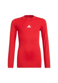 Adidas - Koszulka dla dzieci adidas Youth Techfit Long Sleeve. Kolor: czerwony. Długość rękawa: długi rękaw. Technologia: Techfit (Adidas)