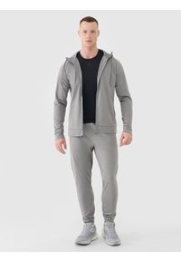 4f - 4F Bluza treningowa szybkoschnąca męska - szara XXL. Okazja: na co dzień. Typ kołnierza: kaptur. Kolor: szary. Materiał: dzianina, włókno, syntetyk, materiał, elastan. Długość rękawa: raglanowy rękaw. Wzór: gładki, ze splotem. Styl: sportowy, casual. Sport: fitness