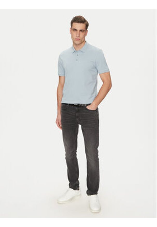 Hugo - HUGO Polo Donos222 50466182 Niebieski Regular Fit. Typ kołnierza: polo. Kolor: niebieski. Materiał: bawełna