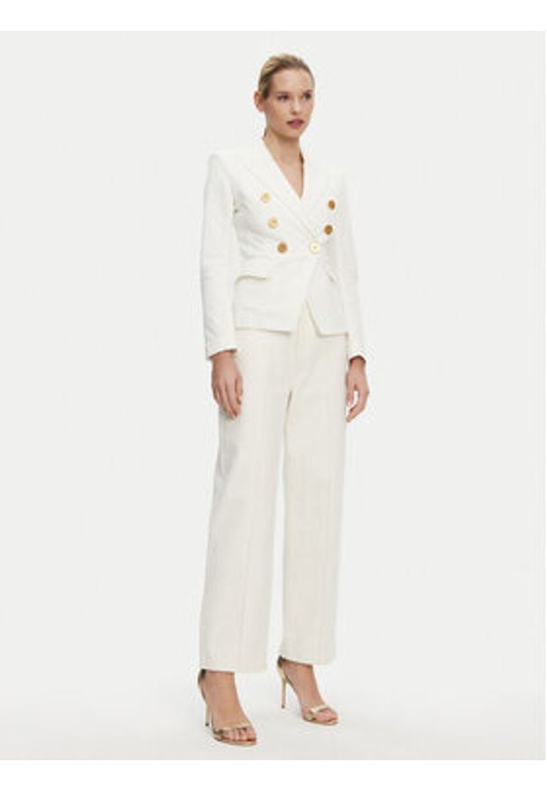 Balmain Marynarka DF1SG170DB69 Biały Slim Fit. Kolor: biały. Materiał: bawełna