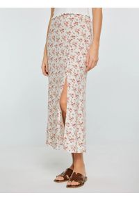 Big-Star - Spódnica damska midi w kwiatowy wzór perłowa Shimenita 103. Kolor: kremowy. Materiał: wiskoza, tkanina. Wzór: kwiaty. Sezon: lato #6