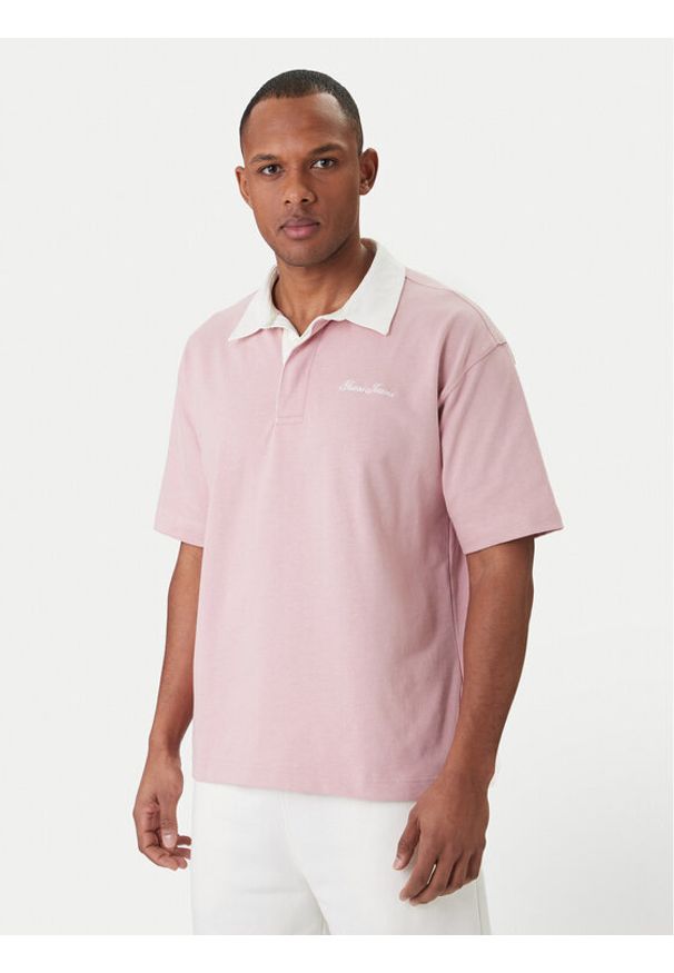 Guess Jeans Polo M6GP13 KCYM1 Różowy Oversize. Typ kołnierza: polo. Kolor: różowy. Materiał: bawełna