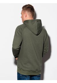 Ombre Clothing - Bluza męska z kapturem B1085 - khaki - L. Typ kołnierza: kaptur. Kolor: brązowy. Materiał: bawełna, poliester #2