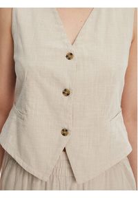 Vero Moda Kamizelka garniturowa Caia 10333795 Beżowy Regular Fit. Kolor: beżowy. Materiał: bawełna