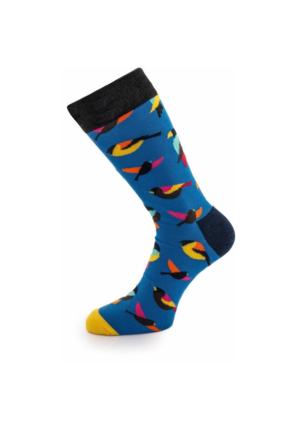 Happy-Socks - Wesołe Skarpetki z Wzorem Ptaka z Bawełny Unisex. Kolor: żółty, pomarańczowy, wielokolorowy. Materiał: bawełna. Wzór: kolorowy