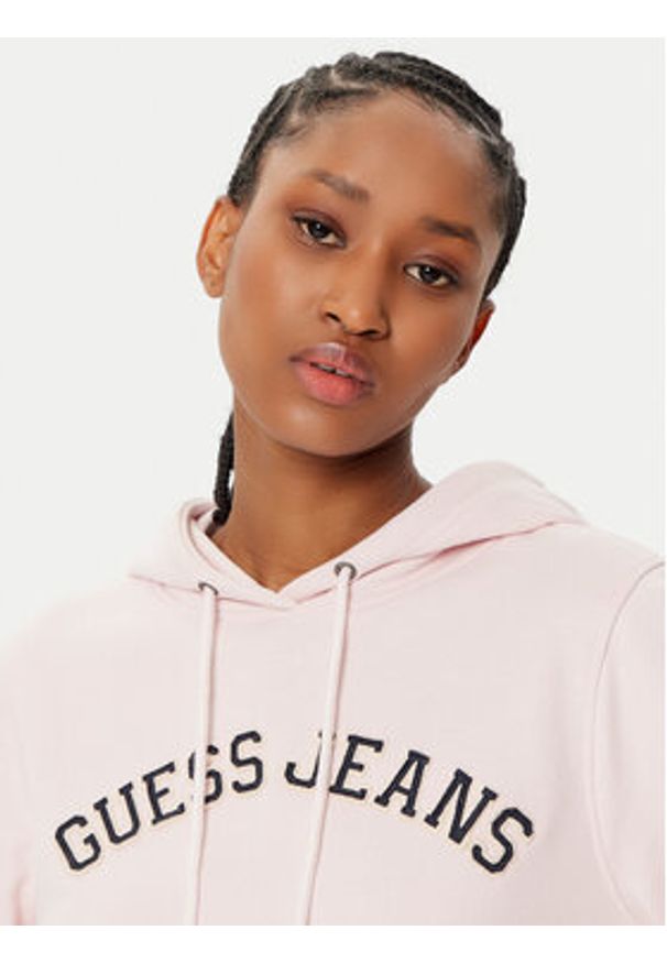 Guess Jeans Bluza W5RQ17 K68I4 Beżowy Regular Fit. Kolor: beżowy. Materiał: bawełna