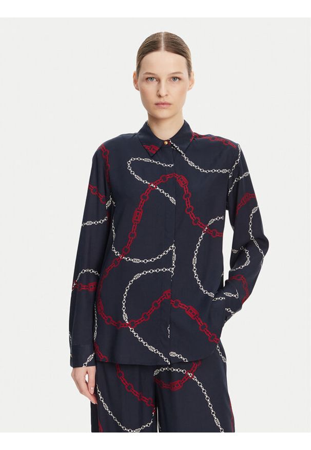 TOMMY HILFIGER - Tommy Hilfiger Koszula WW0WW44045 Granatowy Relaxed Fit. Kolor: niebieski. Materiał: wiskoza
