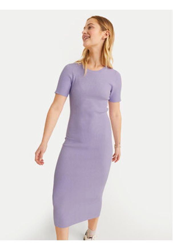 JJXX Sukienka dzianinowa Ellie 12254342 Fioletowy Slim Fit. Kolor: fioletowy. Materiał: wiskoza