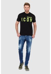 DSQUARED2 Czarny t-shirt męski z neonowym logo icon, Rozmiar S. Kolor: czarny #3