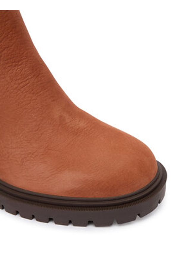 TOMMY HILFIGER - Tommy Hilfiger Botki Th Nubuck Chelsea Cleated Heel FW0FW09158 Brązowy. Kolor: brązowy. Materiał: skóra