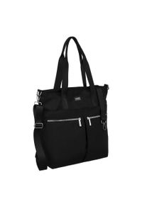 Shopperka w czarnym kolorze z zewnętrznymi kieszeniami i dopinanym paskiem Peterson PTN CTY-05. Kolor: czarny #1