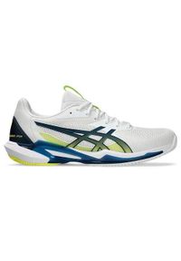 Buty do tenisa męskie Asics Solution Speed Ff 3. Zapięcie: sznurówki. Kolor: biały, wielokolorowy. Materiał: materiał, tkanina, syntetyk. Szerokość cholewki: normalna. Sport: tenis