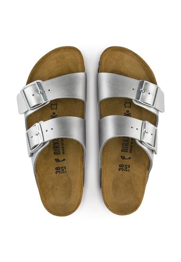 Birkenstock - Klapki damskie BIRKENSTOCK ARIZONA. Okazja: do pracy, na co dzień, na spacer. Kolor: srebrny. Styl: casual
