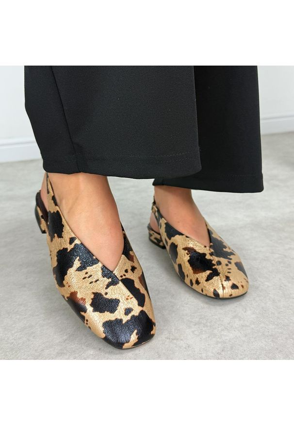 POTOCKI - Brązowe baleriny damskie Potocki 20335. Okazja: na co dzień, do pracy. Kolor: brązowy. Materiał: skóra. Sezon: wiosna, lato, jesień. Obcas: na obcasie. Styl: casual, klasyczny, elegancki. Wysokość obcasa: niski