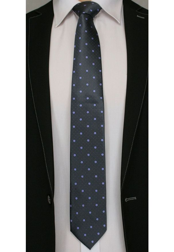 Szary krawat Angelo di Monti elegancki, w kwiaty