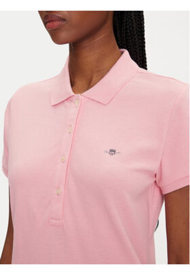 GANT - Gant Polo Sheild 4200870 Różowy Slim Fit. Typ kołnierza: polo. Kolor: różowy. Materiał: bawełna