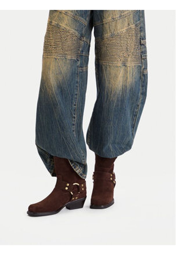 Badura Botki EO-25FW109 Brązowy. Kolor: brązowy. Materiał: skóra, zamsz