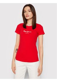 Pepe Jeans T-Shirt New Virginia PL505202 Czerwony Slim Fit. Kolor: czerwony. Materiał: bawełna