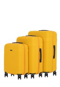 Ochnik - Komplet walizek na kółkach 19'/24'/28'. Kolor: żółty. Materiał: guma, poliester, materiał, kauczuk