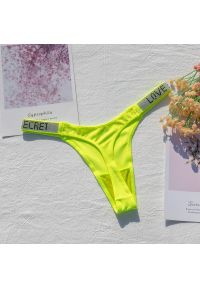 Intica - Stringi z szeroką gumką i nowoczesnym designem Dior. Kolor: żółty. Materiał: tkanina, materiał