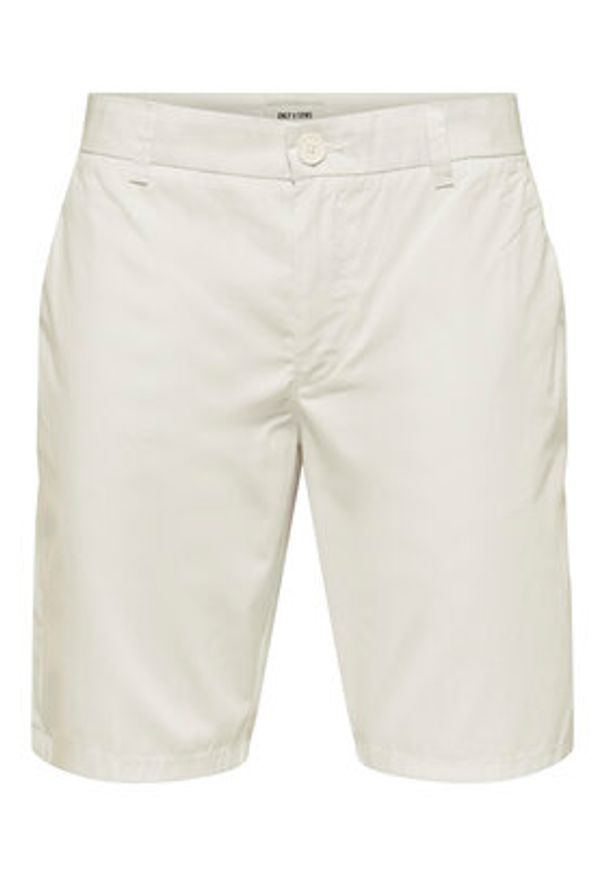 Only & Sons Szorty materiałowe Skal 22034682 Écru Slim Fit. Kolor: kremowy. Materiał: syntetyk, bawełna