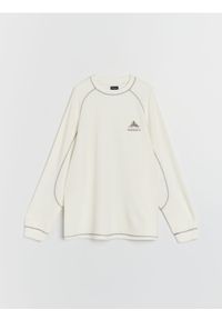 Sinsay - Prążkowana bluza crewneck - kremowy. Kolor: kremowy. Materiał: prążkowany