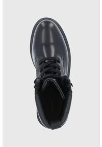 GANT - Gant Botki skórzane damskie kolor czarny na płaskim obcasie. Nosek buta: okrągły. Zapięcie: sznurówki. Kolor: czarny. Materiał: skóra. Obcas: na obcasie. Wysokość obcasa: niski